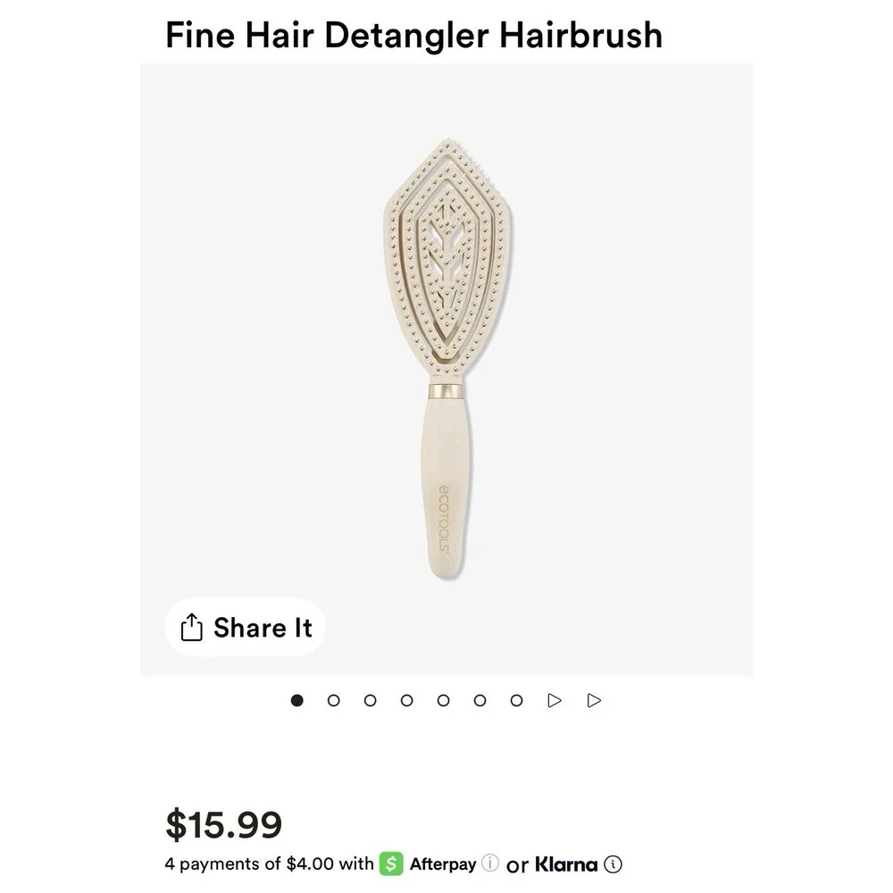 New EcoTools Wood Detangling Hair Brush Set 4pc Beige Leaf Shape Unisex Bamboo